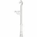 Lewiston Support Bracket Post System with Ornate Base & Horsehead Finial, White LPST-701-WHT